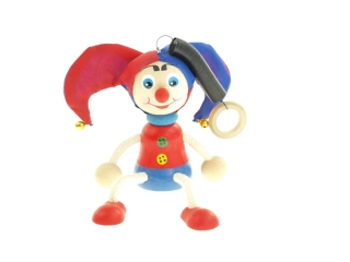 Kašpárek červeno-modrý na pružině