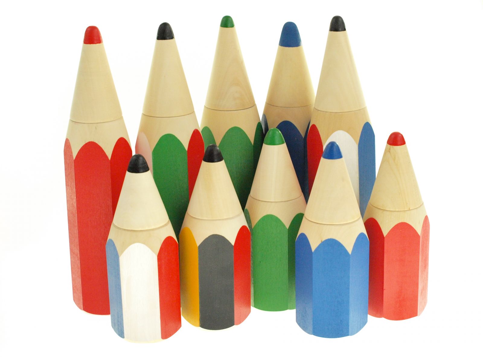 Dřevěné stojánky na tužky i pastelky, stojánek na tužky - barevná pastelka